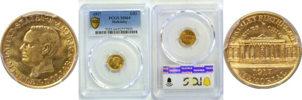 1917 $1 McKinley Gold Commemorative  -  PCGS MS-64