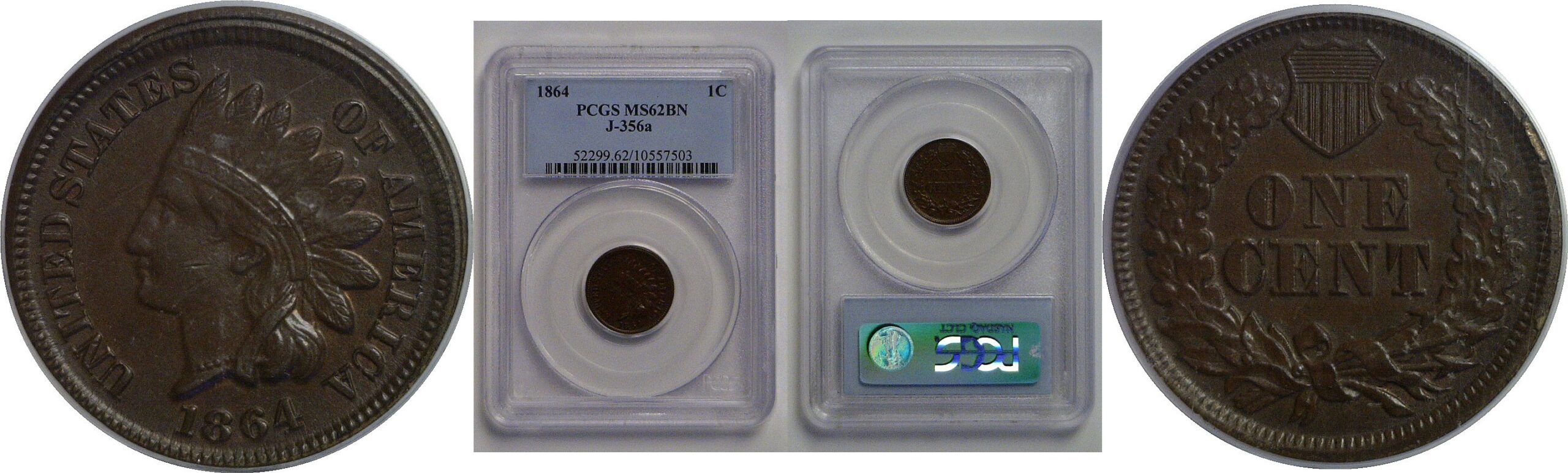 1864 Pattern Cent  Judd-356a     PCGS MS-62 BN