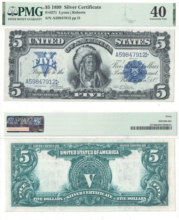 1899 $5 Silver Certificate Fr-271 PMG XF-40