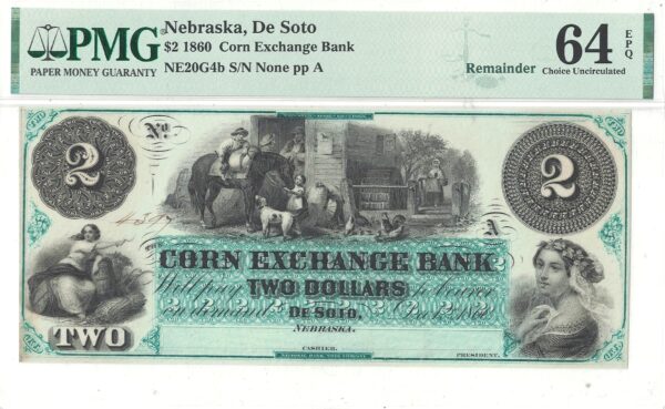 1860 $2 Obsolete De Soto, Nebraska PMG Choice CU-64 EPQ - Image 2
