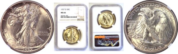 1937-D Walking Liberty Half Dollar  -  NGC MS-66