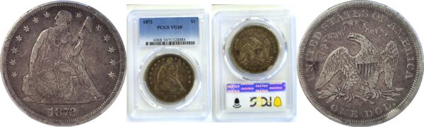 1872 Seated Liberty Dollar  -  PCGS VG-10