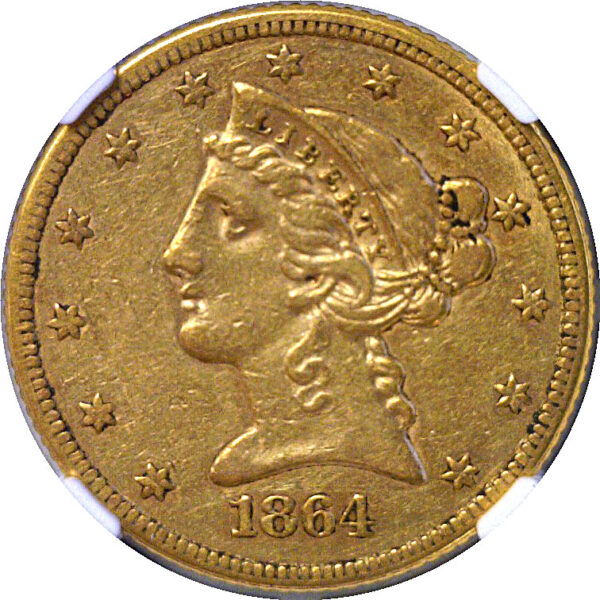 1864 $5 Liberty  -  NGC AU-50 - Image 2