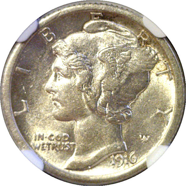 1916-D Mercury Dime  -  NGC AU-58 FB - Image 2