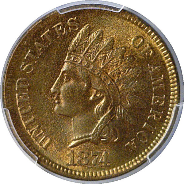 1874 Indian Head Cent  -  PCGS MS-64 RB  CAC - Image 2