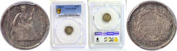 1866-S Seated Liberty Half Dime  -  PCGS AU-58
