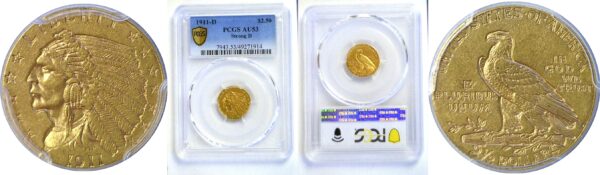 1911-D $2 1/2 Indian    PCGS AU-53
