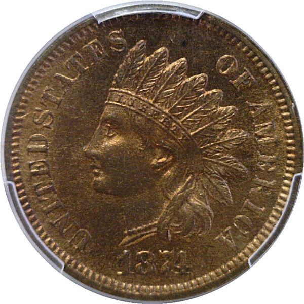 1874 Indian Head Cent  -  PCGS PR-66 RB - Image 2