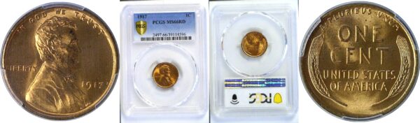 1917 Lincoln Cent   -  PCGS MS-66 RD