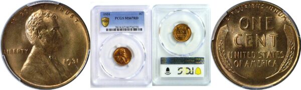 1931 Lincoln Cent. -  PCGS MS-67 RD