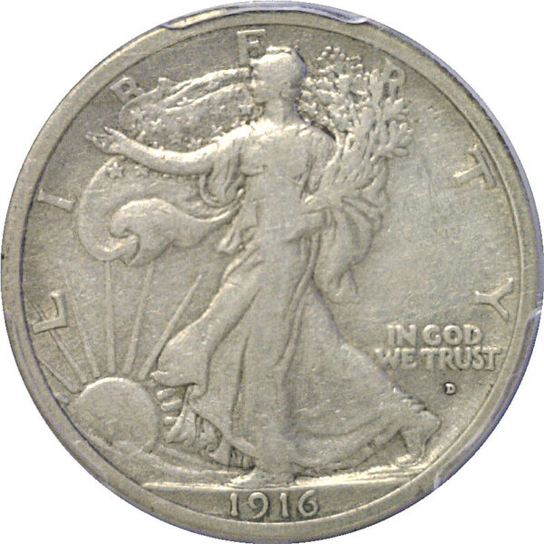 1916-D Walking Liberty Half Dollar  -  PCGS VF-30 - Image 2