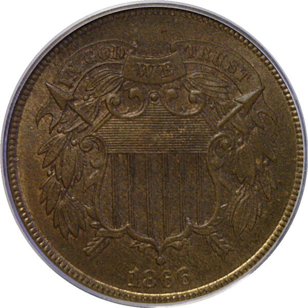 1866 Two Cent Piece  -  PCGS MS-65 BN - Image 2