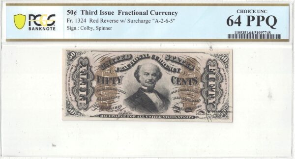 50 Cent 3rd Issue Fractional Currency Fr-1324 PCGS Choice CU-64 PPQ - Image 2