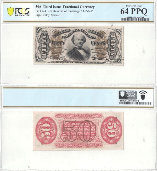 50 Cent 3rd Issue Fractional Currency Fr-1324 PCGS Choice CU-64 PPQ