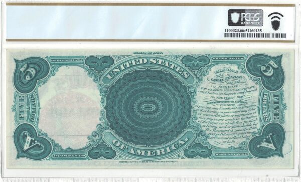1880 $5 Legal Tender Note Fr-73 PCGS Gem CU-66 PPQ - Image 3