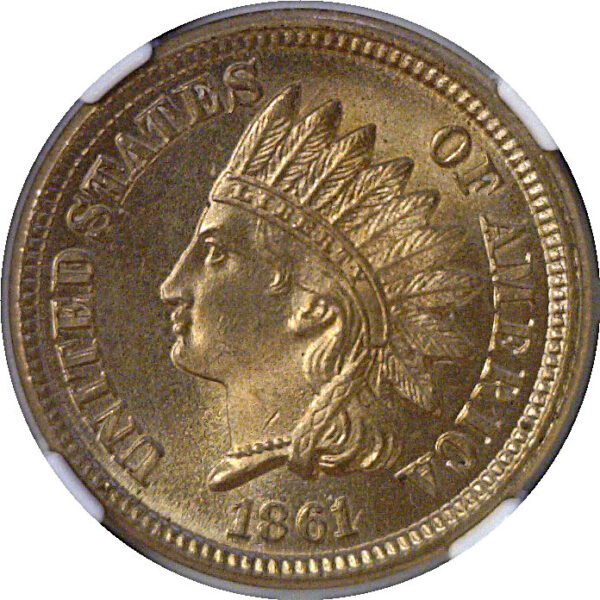 1861 Indian Head Cent  -  NGC MS-65  CAC - Image 2