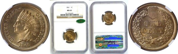 1861 Indian Head Cent  -  NGC MS-65  CAC