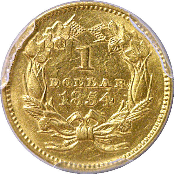1854 T-2.  One Dollar Gold Coin.  -   PCGS AU-55 - Image 3
