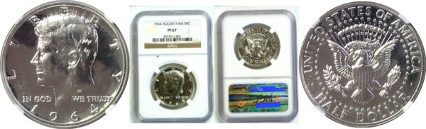 1964 Accented Hair. Kennedy Half Dollar  -  NGC PF-67