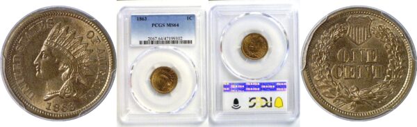 1863 Indian Head Cent  -  PCGS MS-64