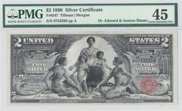 1896 $2 Silver Certificate Fr-247 PMG XF-45 - Image 2