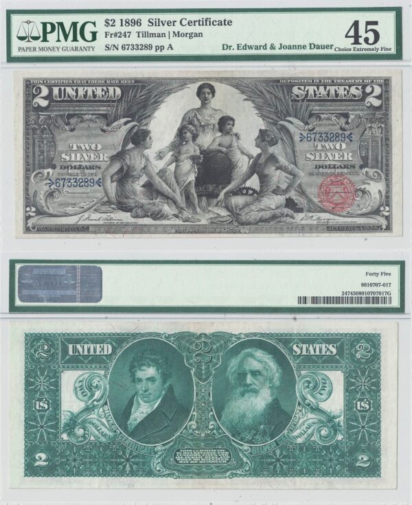 1896 $2 Silver Certificate Fr-247 PMG XF-45