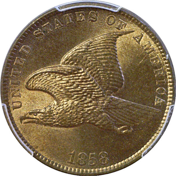 1858 Small Letters.  Flying Eagle Cent  -  PCGS MS-64 - Image 2