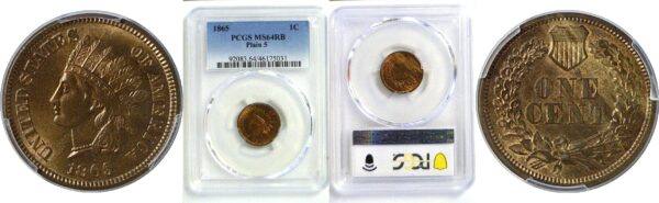 1865 Indian Head Cent  -  PCGS MS-64 RB