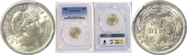 1907 Barber Dime  -  PCGS MS-63