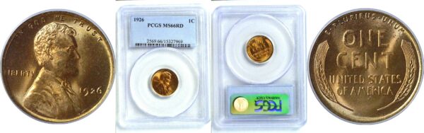 1926 Lincoln Cent  -  PCGS MS-66 RD