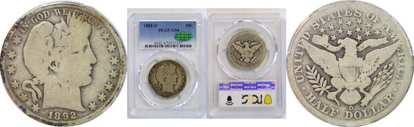1892-O Barber Half Dollar  -  PCGS G-4  CAC