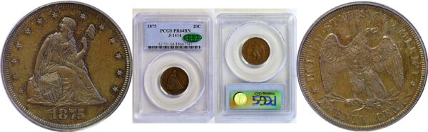 1875 Pattern Twenty Cent Piece. J-1414  -  PCGS PR-64 BN   CAC