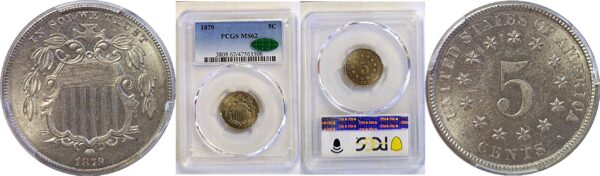 1879 Shield Nickel.  -  PCGS MS-62. CAC