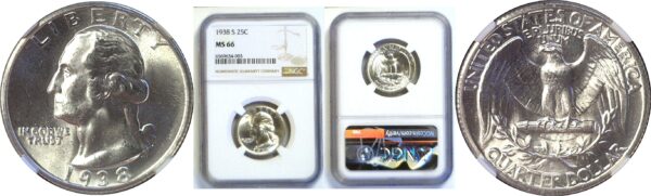 1938-S Washington Quarter  -  NGC MS-66