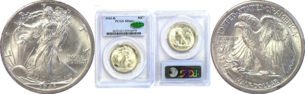 1943-D Walking Liberty Half Dollar  -  PCGS MS-66+  CAC