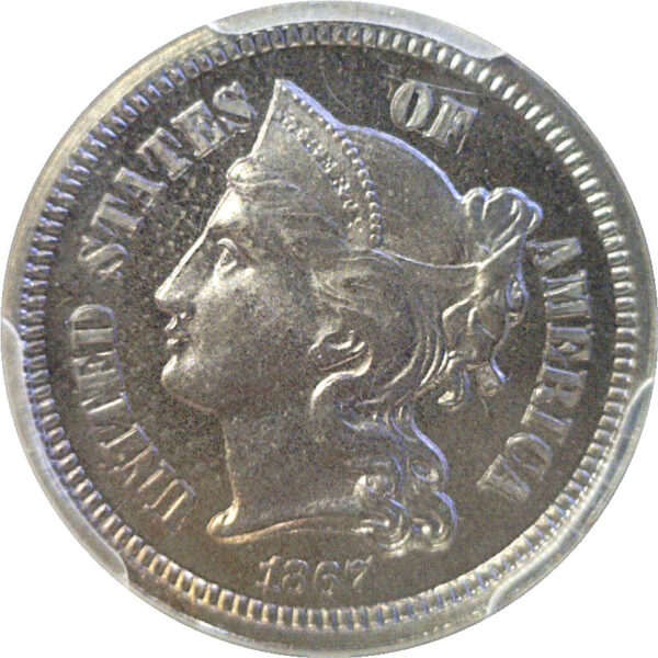 1867 Nickel Three Cent  -  PCGS PR-66+ - Image 2