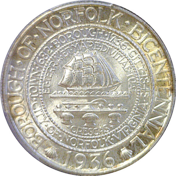 1936 Norfolk Commemorative Half Dollar   -  PCGS MS-67 - Image 2
