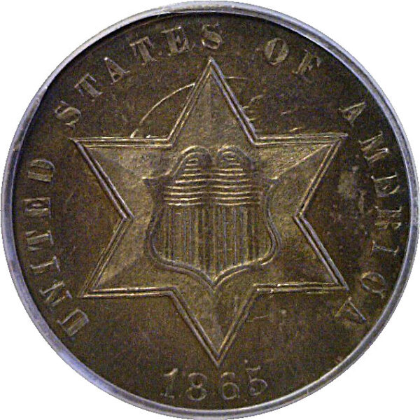 1865 Silver Three Cent  -  PCGS MS-64 - Image 2
