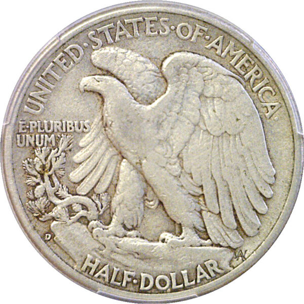 1938-D Walking Liberty Half Dollar  -  PCGS VF-30  CAC - Image 3