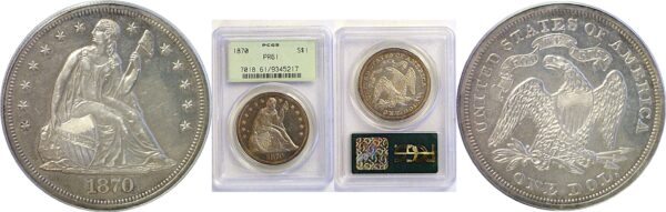 1870 Seated Liberty Dollar  -  PCGS PR-61