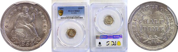1854 Arrows.  Seated Liberty Half Dime. -  PCGS MS-63