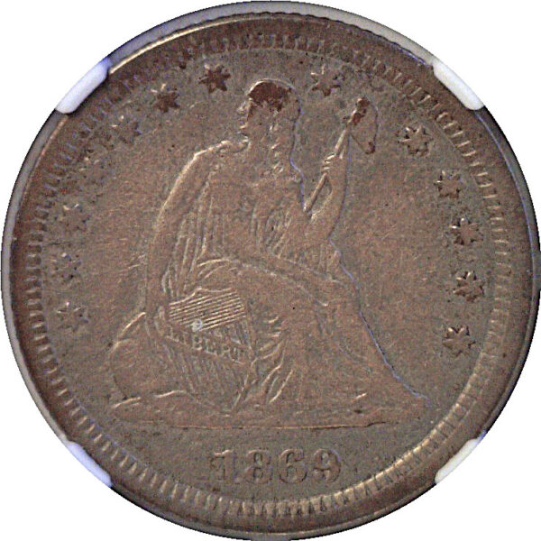 1869-S Seated Liberty Quarter  -  NGC VF-30 - Image 2
