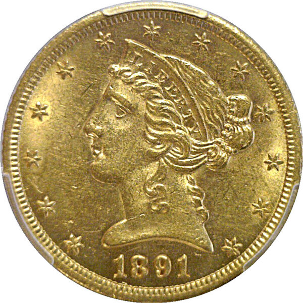 1891-CC $5 Liberty  -  PCGS AU-58 - Image 2