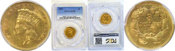 1878 $3 Princess. -  PCGS AU-58