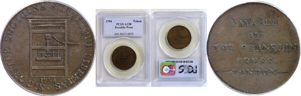 1794 Franklin Press Token  -  PCGS AU-58