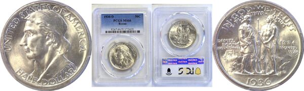 1936-D Boone Commemorative Half Dollar. -  PCGS MS-66