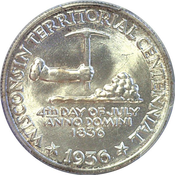 1936 Wisconsin Commemorative Half Dollar  -  PCGS MS-66 - Image 2