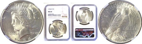 1934-D Peace Dollar  -  NGC MS-64
