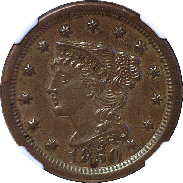 1850 Large Cent. -  NGC AU-58 - Image 2