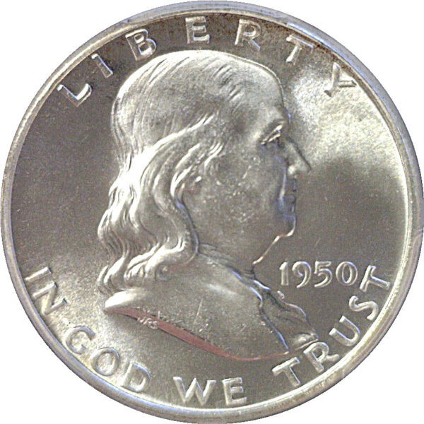 1950 Franklin Half Dollar  -  PCGS PR-67  CAC - Image 2